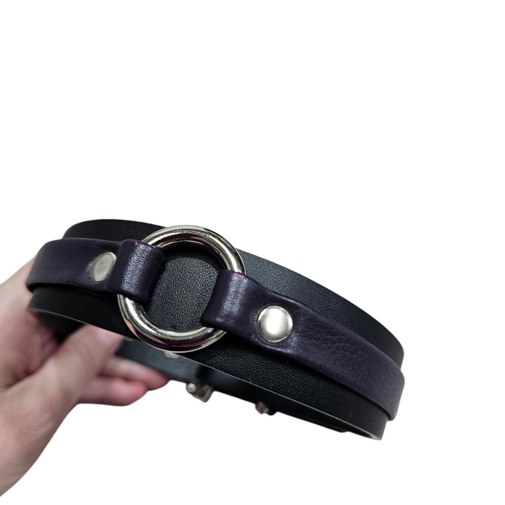 Funk Plus Choker Collar Buckle O-Ring Studded Black Purple Men's View 4